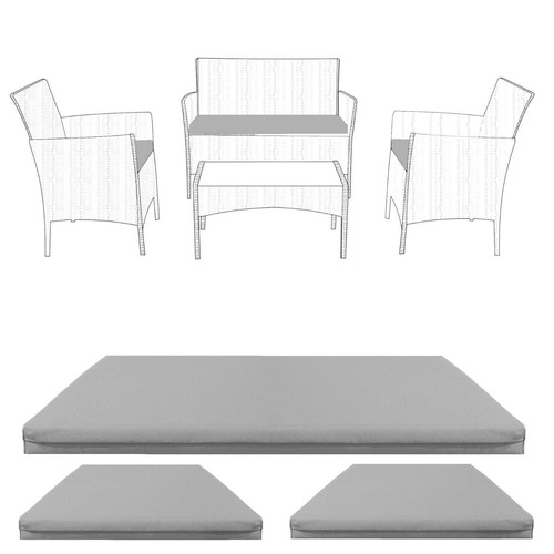 Rattan Chair Cushion Set Garden Sofa Seat Pad 3pc Replacement Set Outdoor Garden - Picture 6 of 10