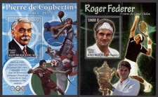 Lollini S84 SPORTS P de Courbertin - R Federer TENNIS - 2 Sheets MNH 2009