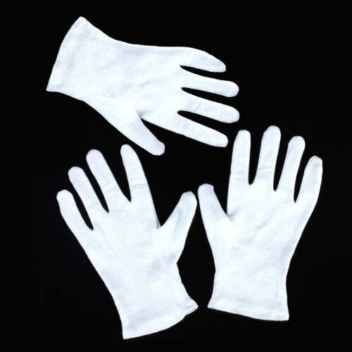 6 Pairs (12 Gloves) 100% Cotton White Coin Jewelry Silver Inspection Gloves - M - Picture 5 of 12
