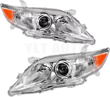 Pair For 2010-2011 Toyota Camry Sedan Chrome Housing Headlights Clear Reflector