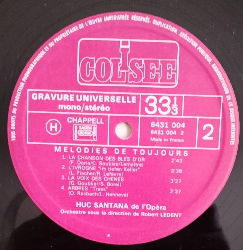 HUC SANTANA MELODIES DE TOUJOURS SEXY COVER COLISEE FRENCH LP - Photo 3/3