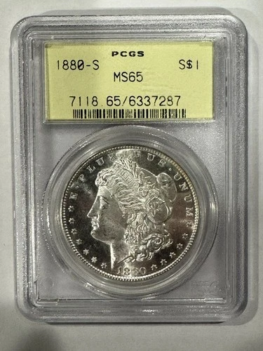 1880-S $1 Morgan Dollar 90% Silver PCGS MS65 In The Old Green Holder Mirror Like