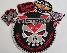 5 Victory Motorcycles Embroidered Patches from approx 4.5-10.5"