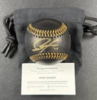ROKI SASAKI GOLD INK SIGNED BLACK BASEBALL W/ FANATICS CERT AUTO DODGERS (E)