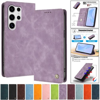 For Samsung S25 FE S24 S23 S22 S21 Ultra Plus Wallet Case Leather Magnetic Cover
