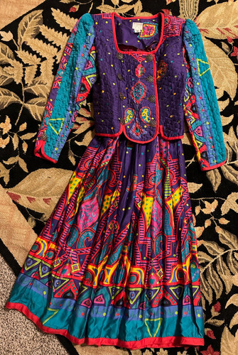 JEANNE MARC "Firebird" PARTY / COCKTAIL OUTFIT w long skirt, long sleeves