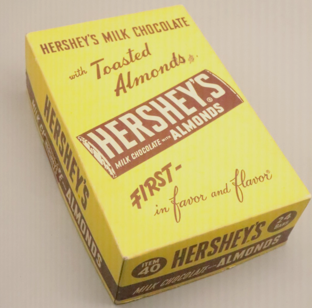 Vintage 1950s Hershey's Milk Chocolate Toasted Almonds 24 Bar