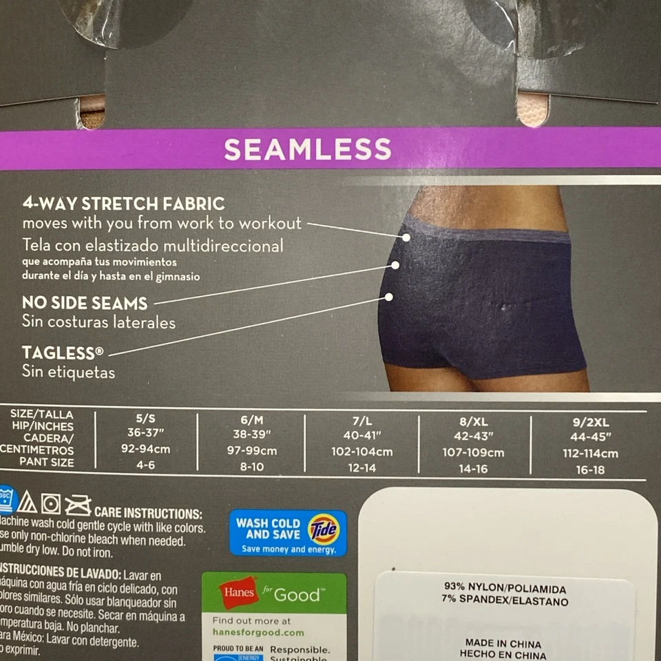 Pantalones Cortos Hanes Para Mujer 6pk Cómodos Ajuste Flexible Sin Costuras Niño - Talla 2XL Caja Dañada Foto 4 de 4