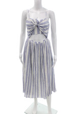 Love Shack Fancy Womens Sundress White Striped Cotton Lurex Maxi Beach Size XS