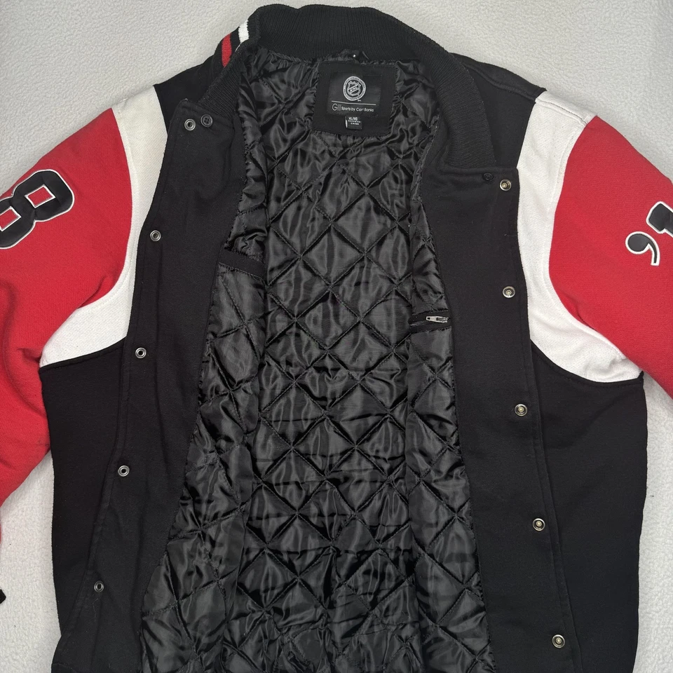 Chicago Blackhawks Jacket Mens XL Black Red NHL Hockey Varsity 4-Time Champions - Image 3 of 4