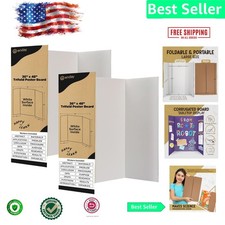 Durable White Trifold Presentation Board 36" x 48" with Self-Adhesive Subtitles