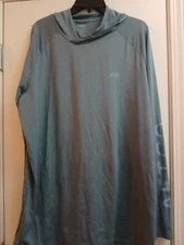 AFTCO Hoodie Shirt Mens Size X Large  Blue Long Sleeve UPF Fishing Pullover