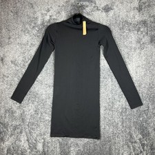 Skims Dress Womens Medium Black Bodycon Mini Turtleneck Long Sleeve Stretch