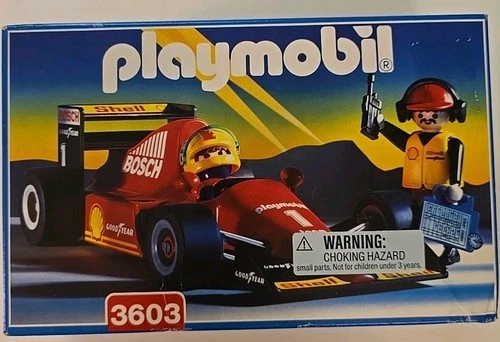 Playmobil 3603 Formula 1 Race Car Shell Bosch Vintage F1 Set w/ Driver  NIB