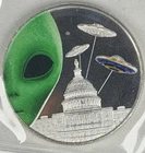 Aliens Attack Washington Colorized 1 oz .999 Silver Round UFO Solar System-Spots