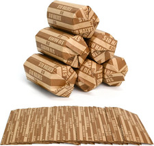 105 Pcs Striped Flat Coin Wrappers Half Dollars Rolls Only, Brown (105 Pcs - Hal
