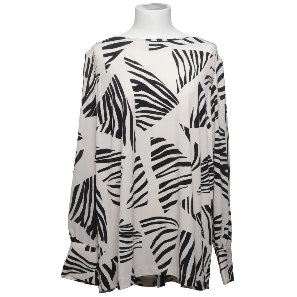 Next, chemisier, taille : 50, beige/noir, élasthanne/polyester, zèbre, femme ... - Photo 1/4