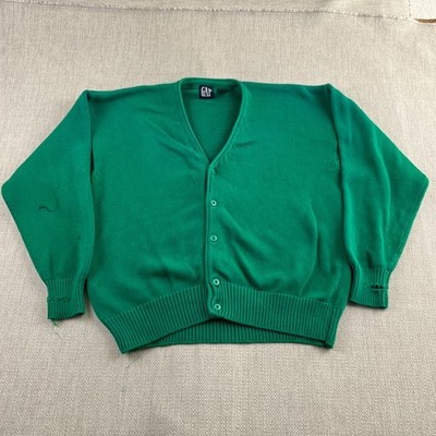 Vintage Gap Cardigan Mens Large L Green Normcore Grunge Distressed 90s Preppy