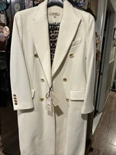 Roberto Cavalli Long Wool/Cashmere Blend   Ivory Cost.  Size 46