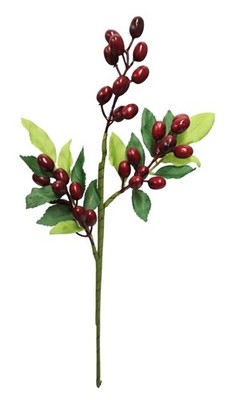 Rustic Red Berry Stem 13.5 Inch Artificial Cranberry Branch Farmhouse Lodge Cabi
