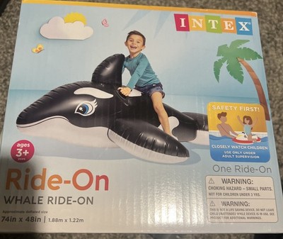 Intex BLACK/WHITE WHALE Inflatable Pool Rider 74  X 48  New Sealed!