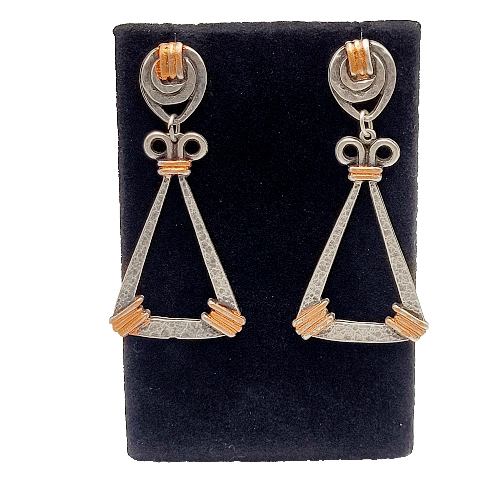 Triangle Shape Geometric Hammered Dimpled Copper … - image 7