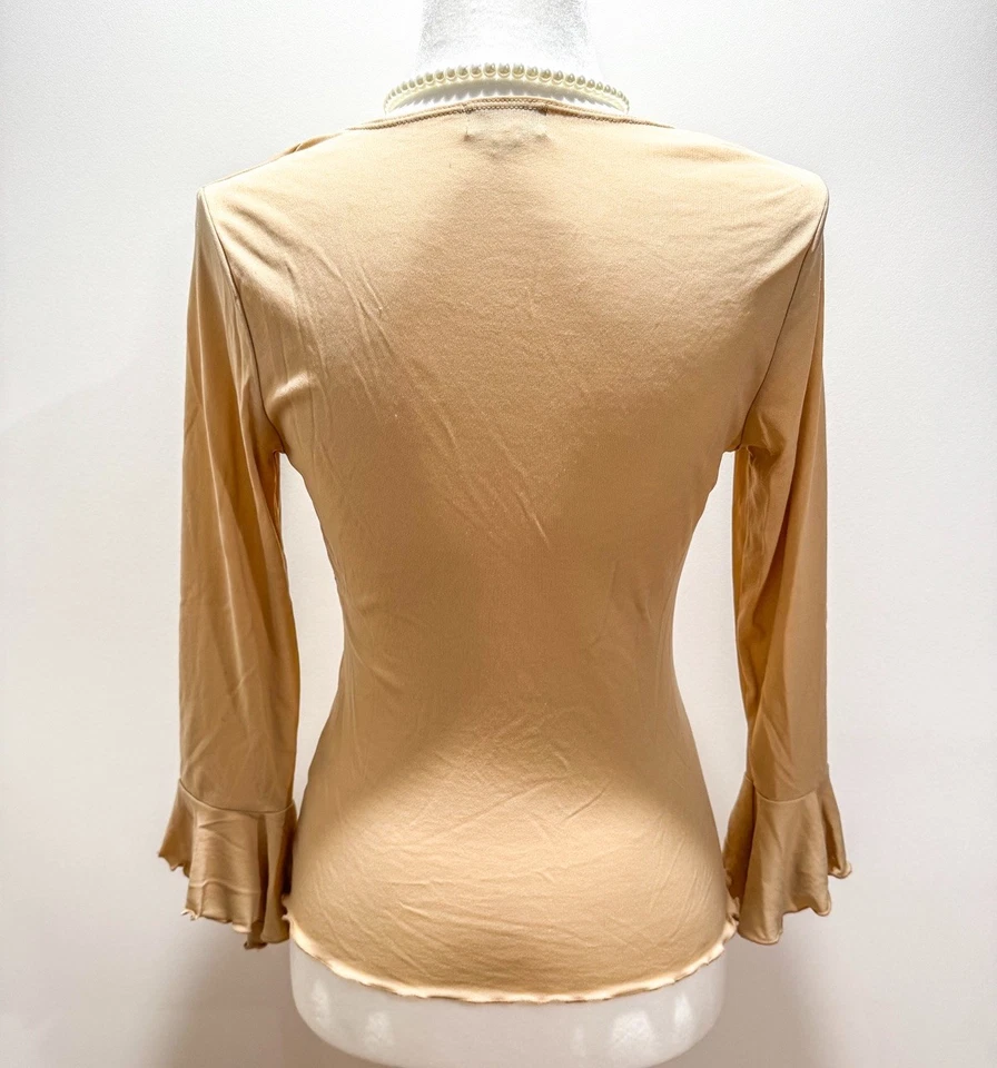 Blusa Vintage Anos 90 Y2K HeartSoul Fada Babado Manga de Sino Bege Tamanho Médio - Imagem 3 de 4