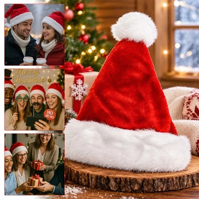 Trimming Shop Gorra Terciopelo Navidad Santa Claus Roja Unisex Fiesta UK - Imagen 1 de 4