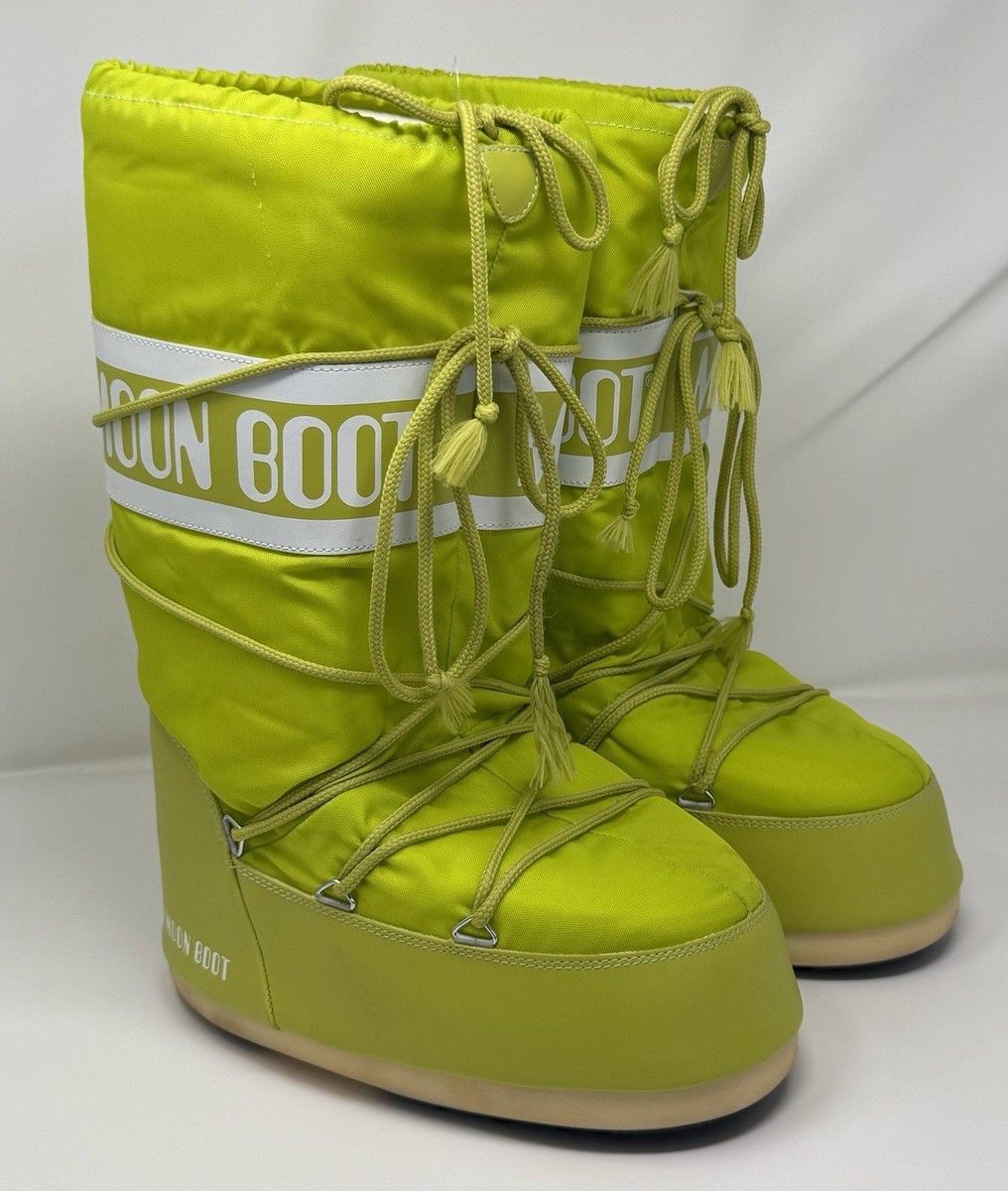 Moon Boots Icon Nylon Lime COLOR Snow Boots Sz 42/44 EU , 9/10.5