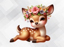 Floral Deer Wall vinyl decal sticker mw218