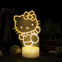 Andylv Nachtlicht Kitty, 3D Illusion Nachtlicht, Anime 3D Illusion Led Lampe,