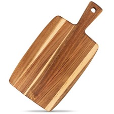 Acacia Wood Cutting Board and Chopping Board with Handle for Meat, Cheese Boa...