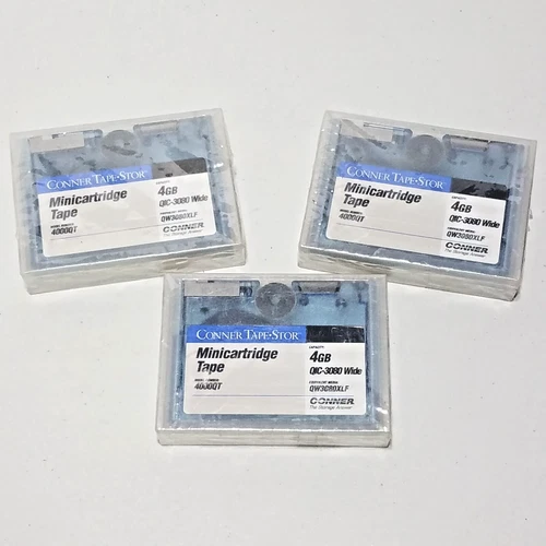 Lot of 3 Conner Tape Stor Data Minicartridge 4000QT QIC-3080 Wide QW3080XLF 4GB