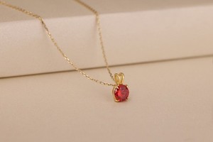 Authentic 2Ct Round Red Garnet Solitaire Women Pendant Necklace 14k Yellow Gold Plated