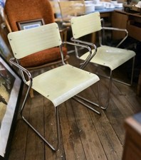 Vintage Italian Chrome  Steel Z Armchairs  x 2 Spilimbergo 1980s ? Funky Rare