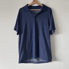 Lululemon Evolution Short Sleeve Polo Shirt Blue Size XL Preppy Casual Golf Work