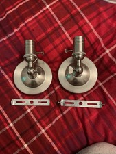 Brushed Metal Wall Lights (Pair) • Modern Cylinder Sconces • E27 Fitting • VGC