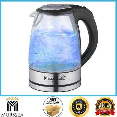 7-Cup Glass & Stainless Steel Electric Tea Kettle 1.7-L Fast Boil