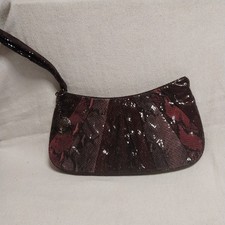 NWT Nine West Black Brown Faux Snake Wristlet Purse Clutch Shiny Bag Handbag