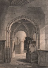 CAMBRIDGE. Interior of St. Sepulchres Church. LE KEUX 1841 old antique print