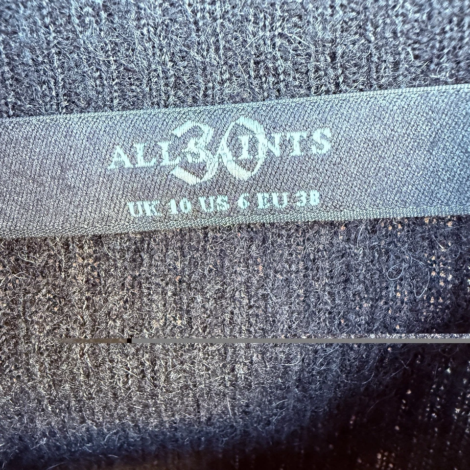 Suéter ALLSAINTS 6 Negro Acanalado Mediano Lana Alpaca Ridley Escalera Dinero Antiguo Foto 3 de 4