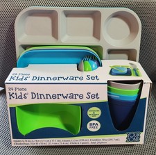 Your Zone Kids' Dinnerware Set 24 Pc BPA Free Dish/Micro Safe Reuse Multicolor