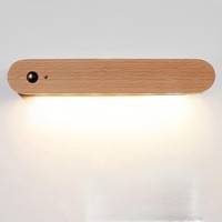 Holz Wandleuchte Mit Bewegungsmelder USB Aufladbar Wandlampe Warmweiß LED