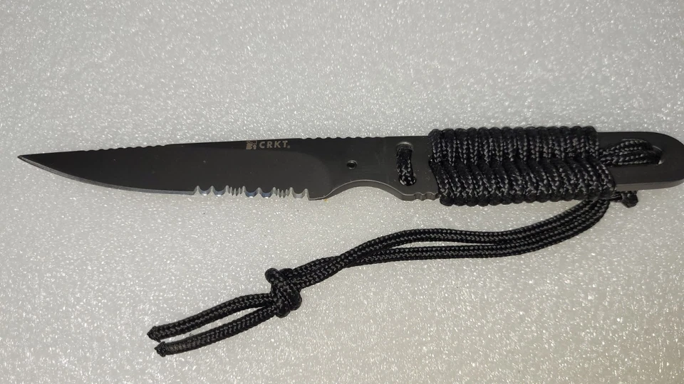 CRKT M.D.P. Stiff K.I.S.S. Cuchillo de cuello táctico EDC mango envuelto con cordón, funda   Foto 2 de 4