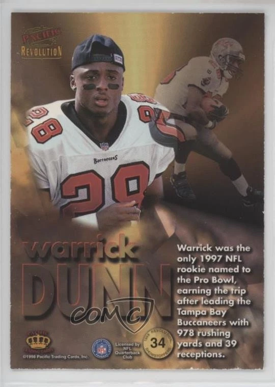 1998 Pacific Revolution Showstoppers Warrick Dunn #34 - Image 2 of 2