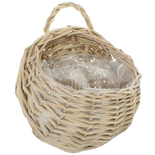 Rattan Flower Basket Garden Fence Hanging Wall Mounted Storage Woven Baskets