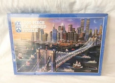 Sealed Vtg 1998 FX Schmid Brooklyn Bridge 1000 Piece Puzzle WTC Twin Towers NYC