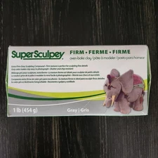 Sculpey Super Firm Clay Gray Sculpting Compound 1 Lb USED ONCE 