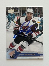 Jordan Martinook Arizona Coyotes Autographed 2016-17 Upper Deck NHL Card #10 COA