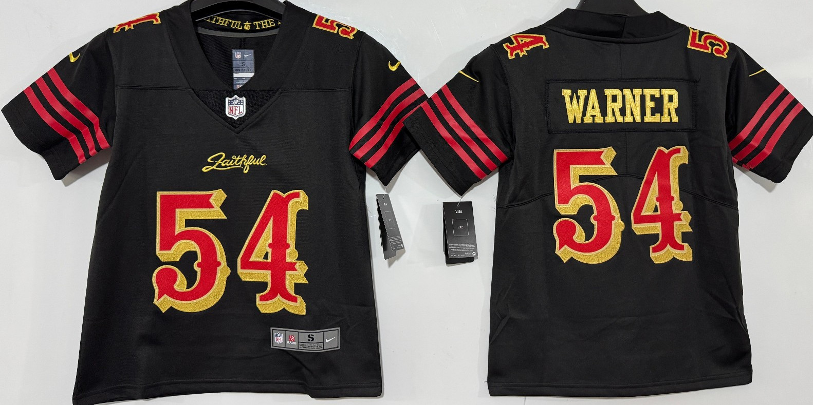 Tariffs​ Free! YOUTH'S Fred Warner #54 49ers Vapor Rivalries Black Sewn Jersey.